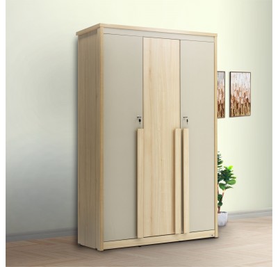Austin 3 Door Beige Wardrobe By Piyestra